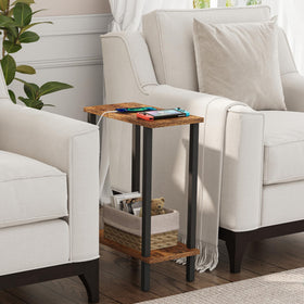 TUTOTAK small side table footprint view emphasizes compact 7.9 by 15.8 inch space saving