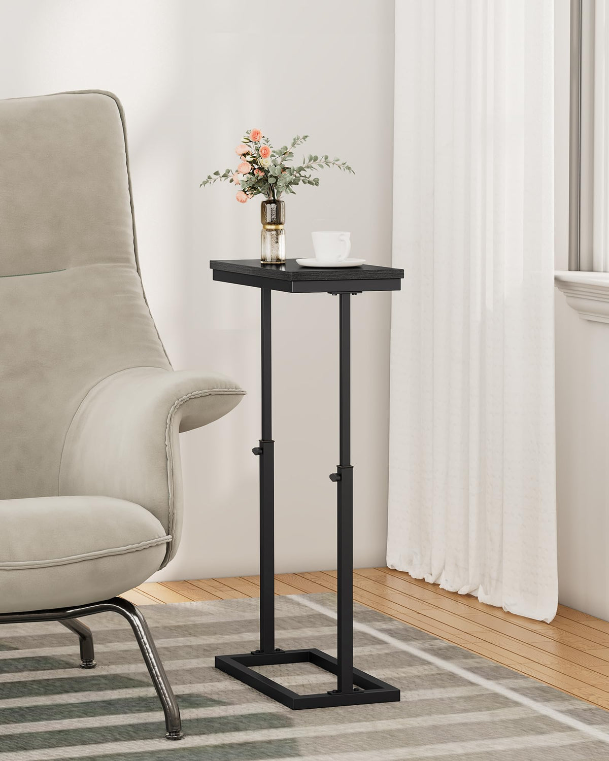 TUTOTAK sturdy high side table supports books and plants securely.