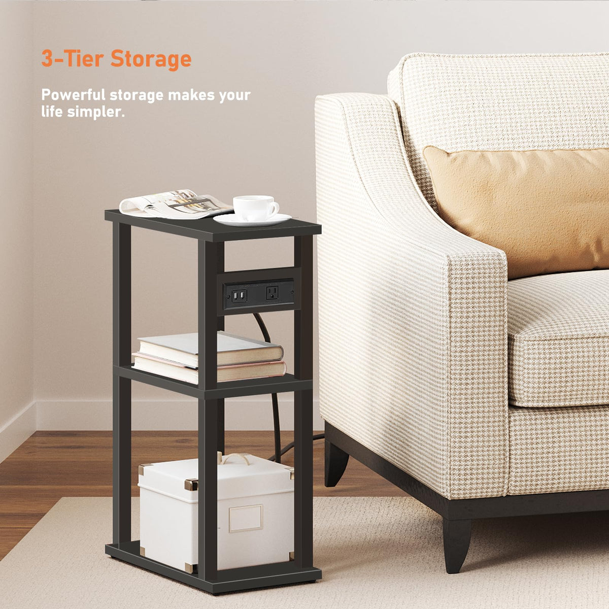 TUTOTAK three-tier storage shelf for compact organization in small spaces.
