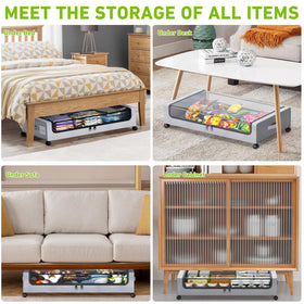 Tututry under-bed organizer fits under beds and sofas for clutter control.