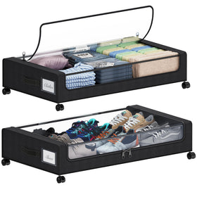 Tututry under-bed storage with wheels showing 60L capacity for clothes and toys