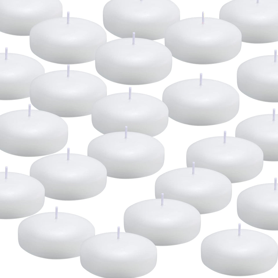 Tuyai 3-inch dripless floating candles in packaging ready for event use.