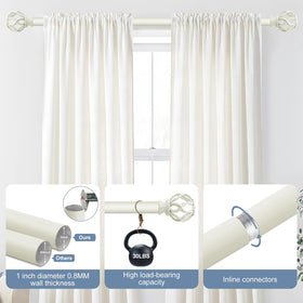 TVWOO 1-inch diameter telescoping curtain rod length adjustment for precise fit.