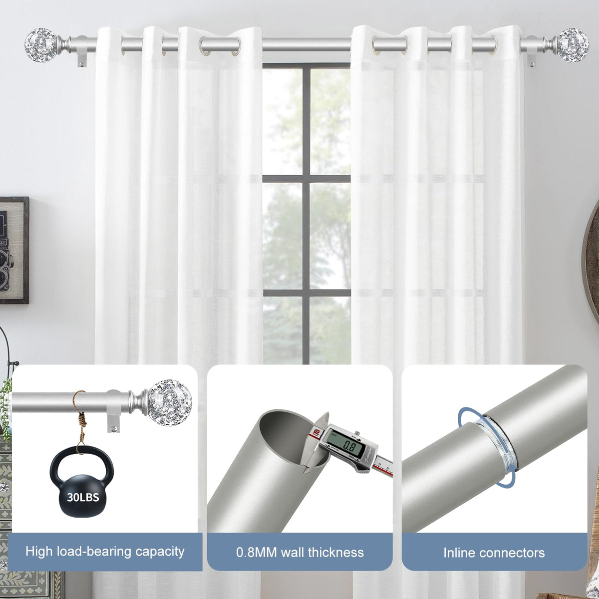 TVWOO adjustable rod length from 36 to 88 inches