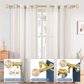 TVWOO adjustable telescoping curtain rod ends fit various window widths.