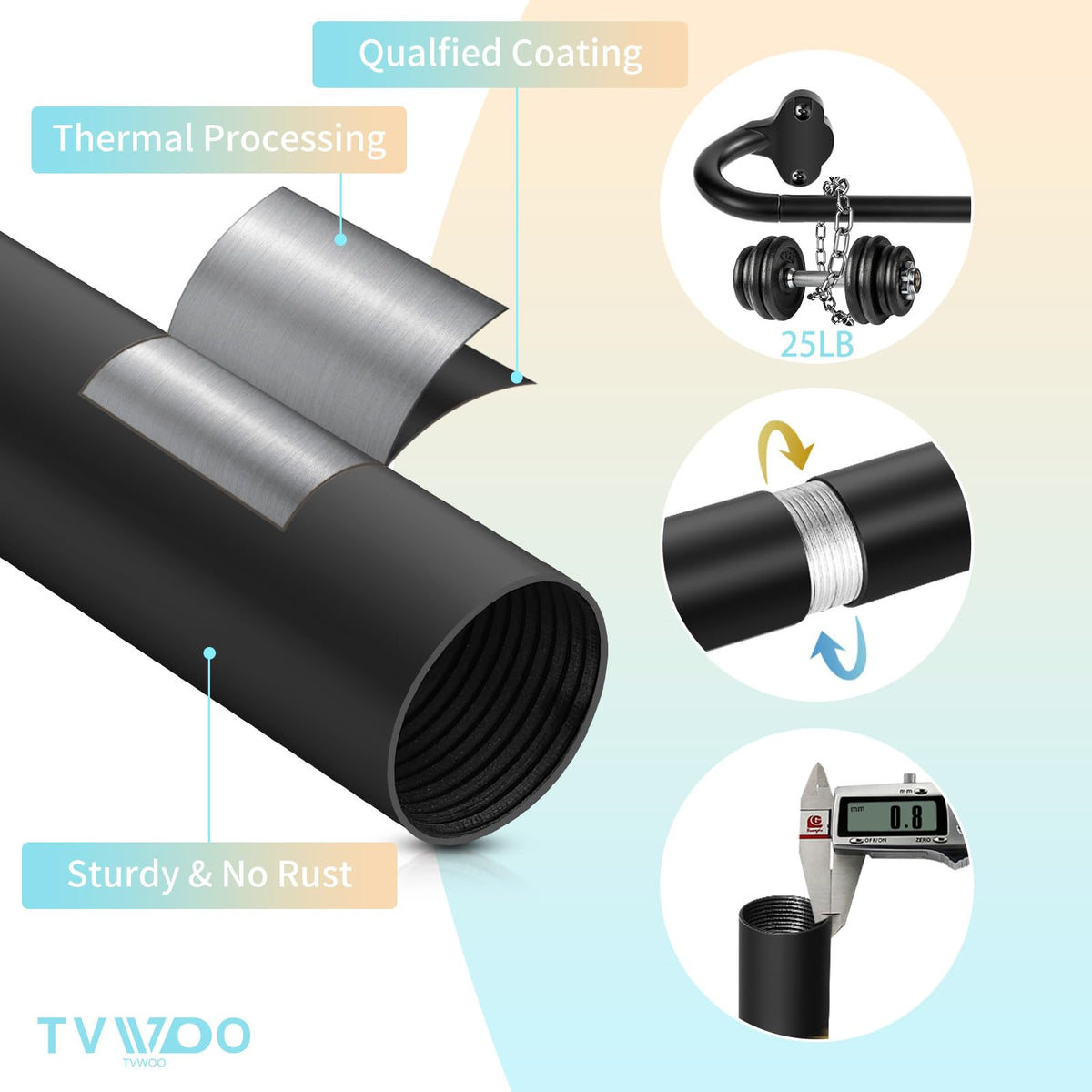 TVWOO curved blackout base helps minimize light gaps along the edges.