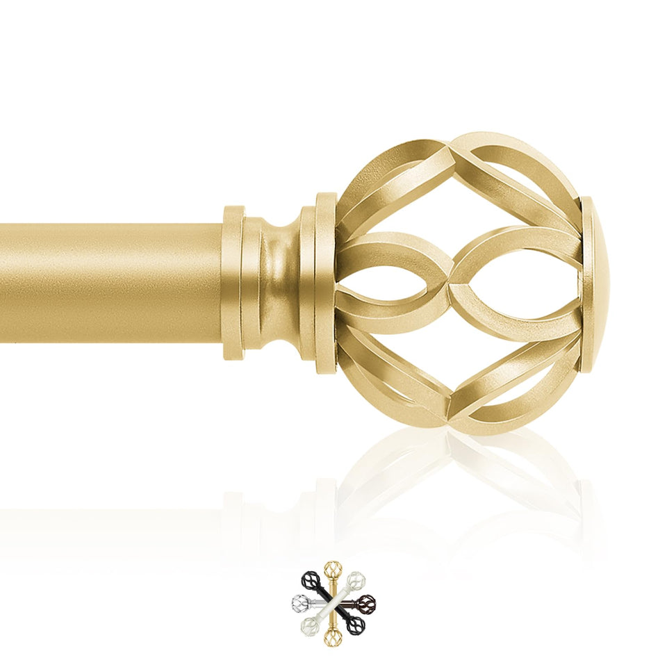 TVWOO gold twisted cage finials add vintage charm and modern texture to any window.