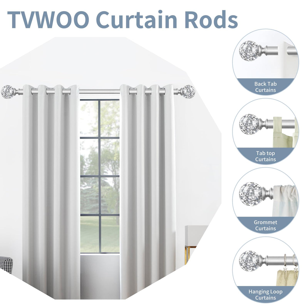 TVWOO heavy-duty bracket supports curtains securely