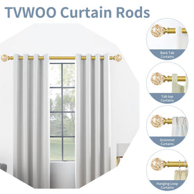 TVWOO heavy-duty bracket supports sturdy curtains without sag.