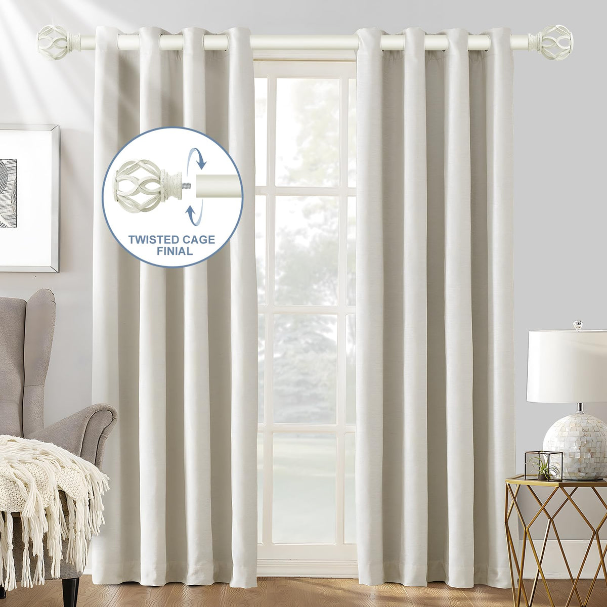 TVWOO heavy-duty curtain rod brackets provide sturdy support up to 30 pounds.