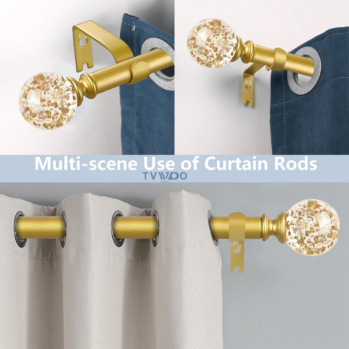TVWOO stylish curtain rod idea for living rooms and bedrooms.