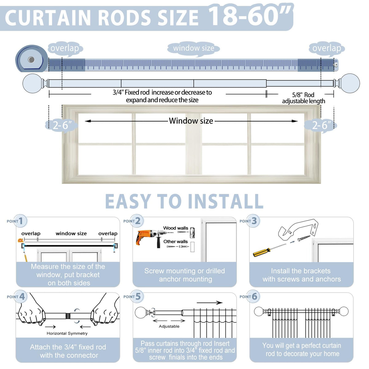 TVWOO silver curtain rods elevate room decor with starry sparkle.