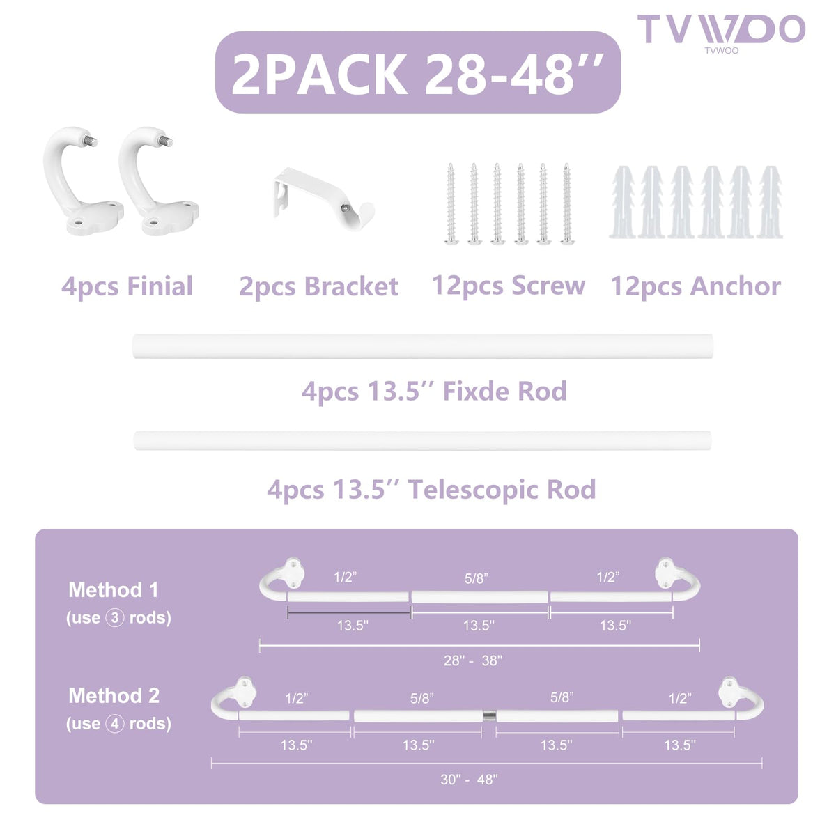 TVWOO screws and anchors set for secure installation.