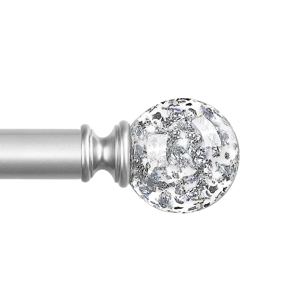 TVWOO silver 3/4-inch curtain rod extended for 18–60 inches, sturdy support.