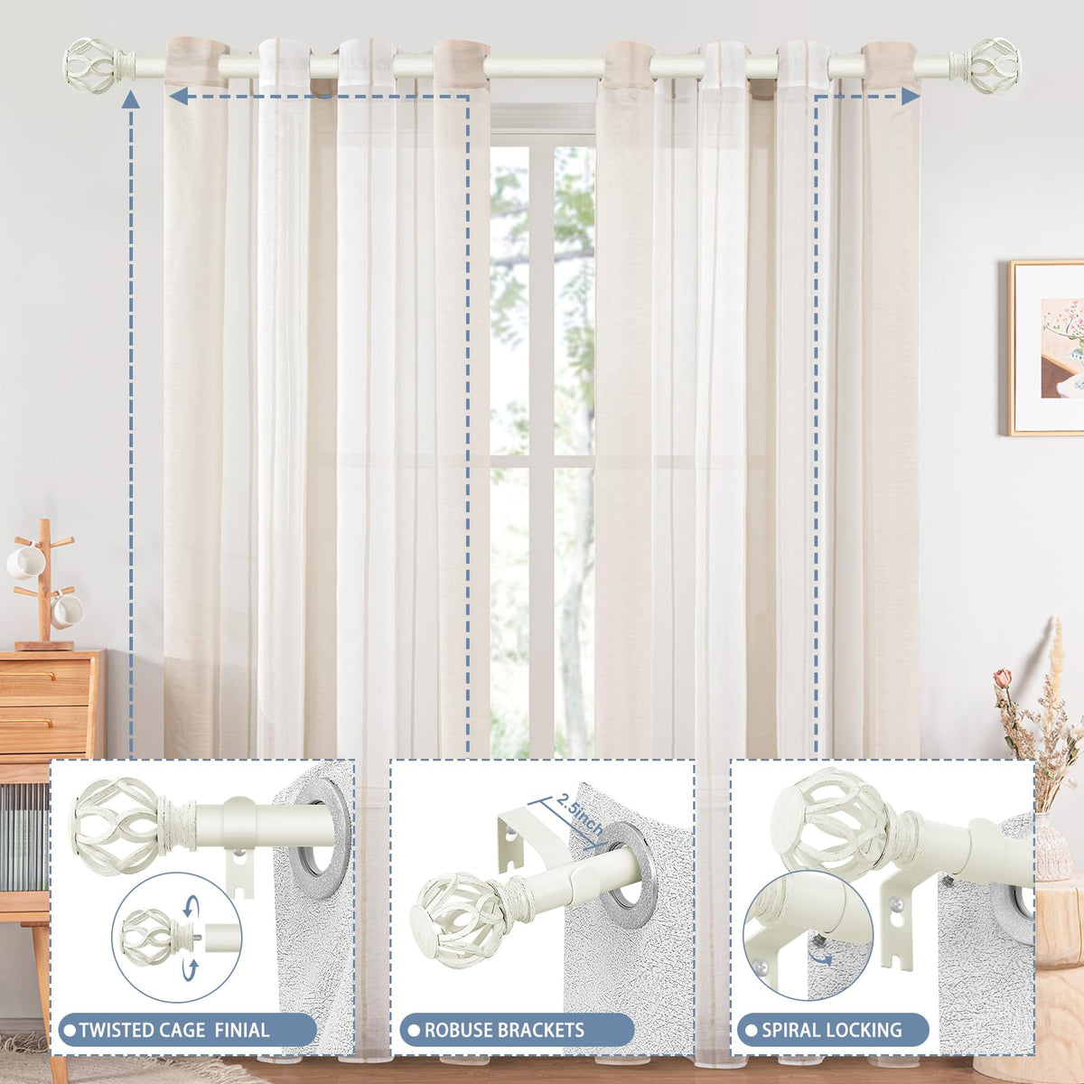 TVWOO vintage twist finial design enhances decor with subtle elegance