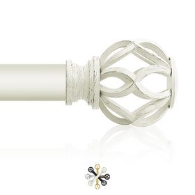 TVWOO white farmhouse curtain rod with twisted cage finial adds modern elegance to any window.