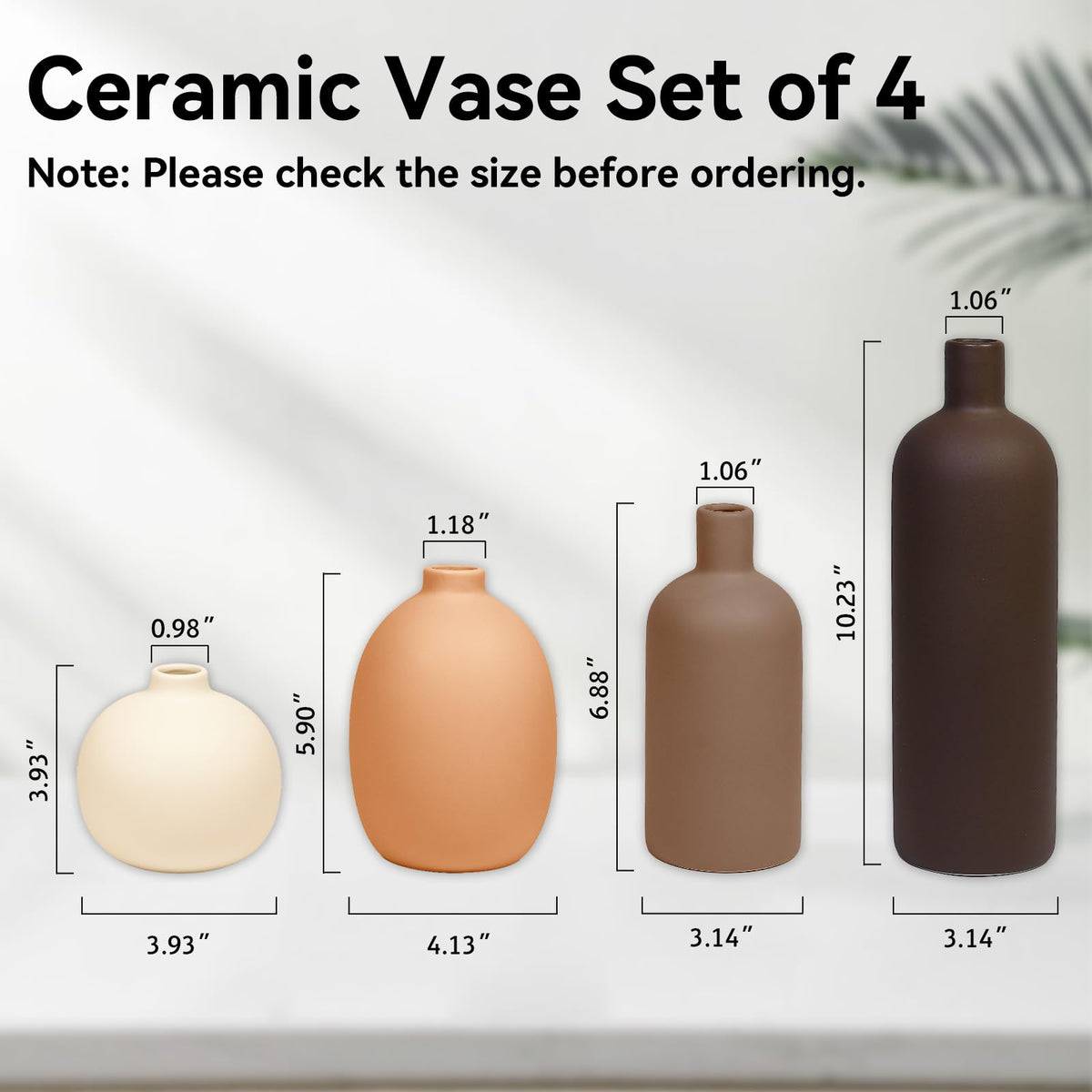 Tvzouo ceramic vase set shows 10.2-inch vase for dramatic vertical statements