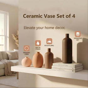 Tvzouo ceramic vase set used as standalone art to elevate shelves