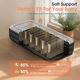 VOSSER twin air mattress at 18-inch height keeps you off cold floors.
