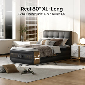 VOSSER twin air mattress at 80-inch XL length for full body stretch.