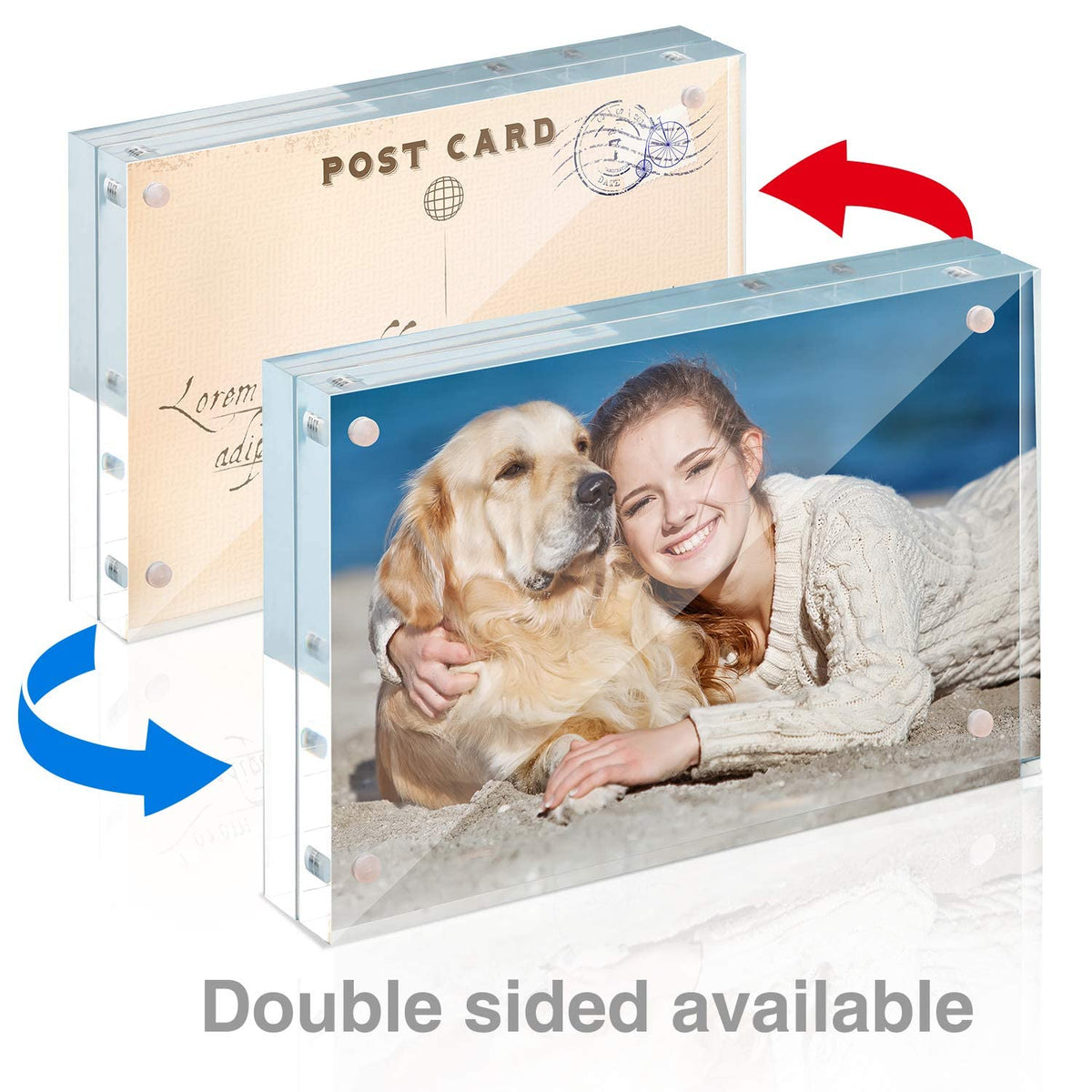 TWING 4x6 acrylic frame back view highlights double-sided display potential.