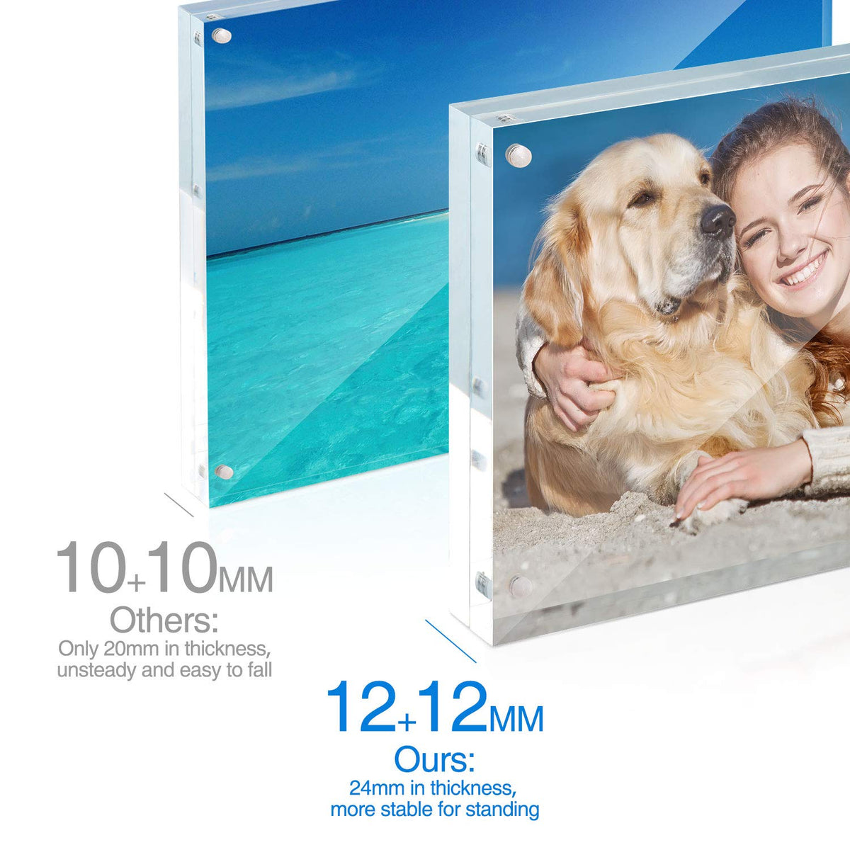 TWING 5x7 double-sided clear display on a desktop