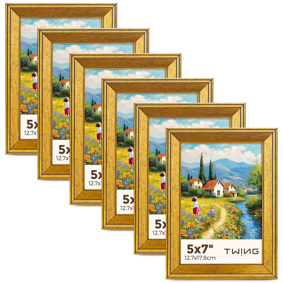 TWING 5x7 rustic gold frames on wall display for a cohesive gallery