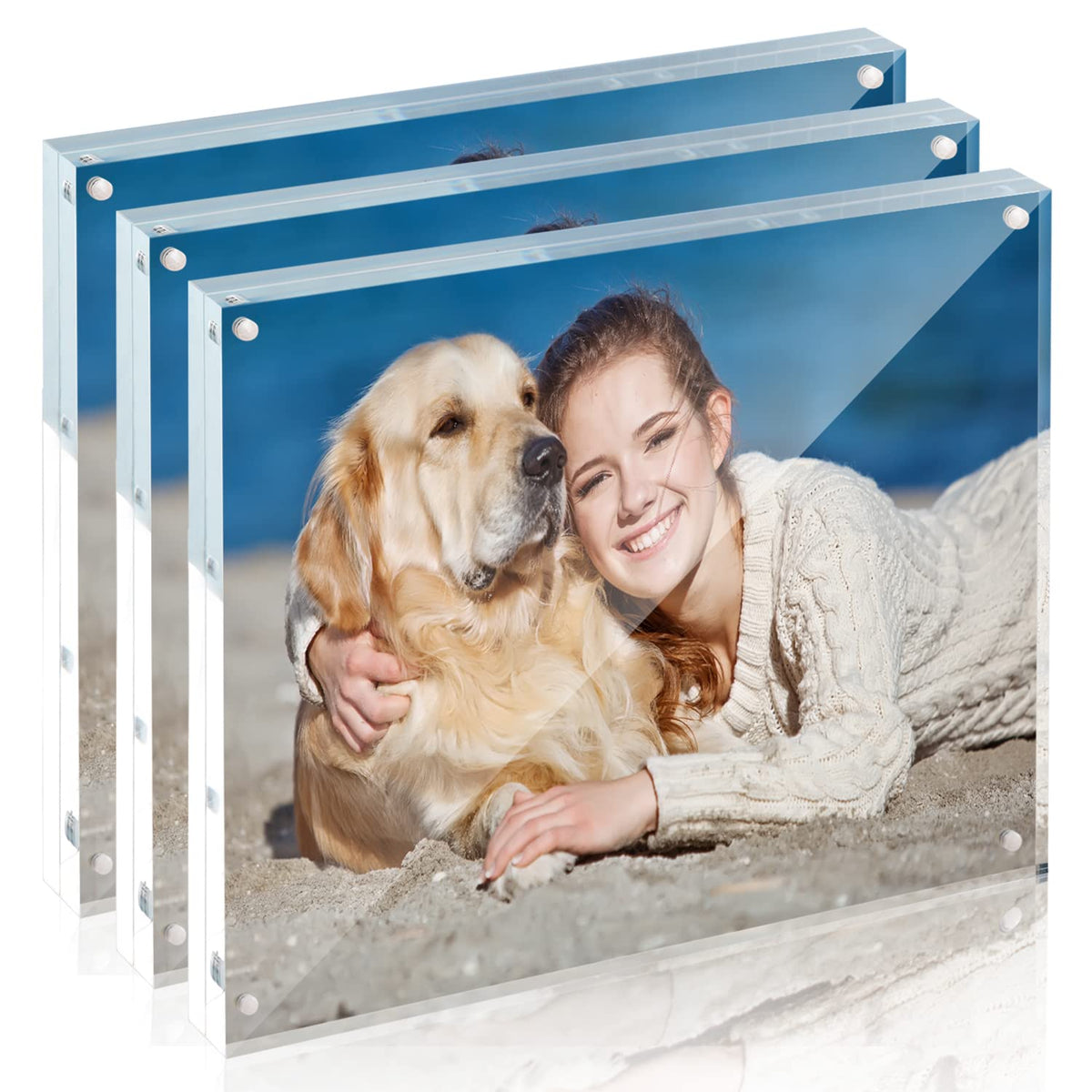 TWING 8x10 acrylic frame front view highlights crisp, frameless display for memories