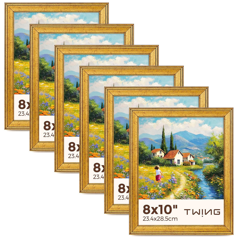 TWING 8x10 gold frame set 6 for an elegant wall gallery display