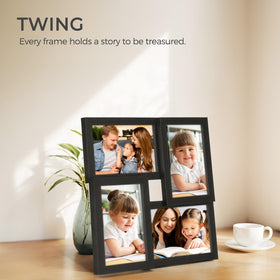 TWING 4x6 collage frame close-up shows HD plexiglass cover protecting prints.