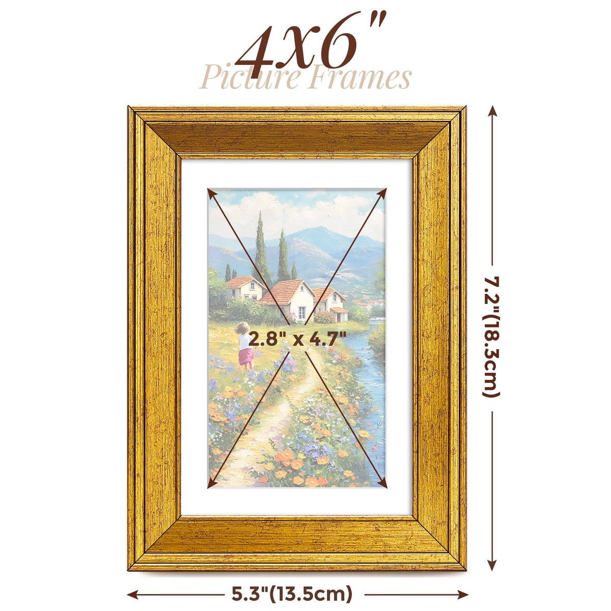 TWING rustic gold frame wall mounting enables nail-free gallery walls