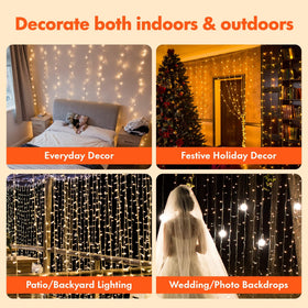 Eight mode settings on Twinkle Star curtain lights for customizable mood