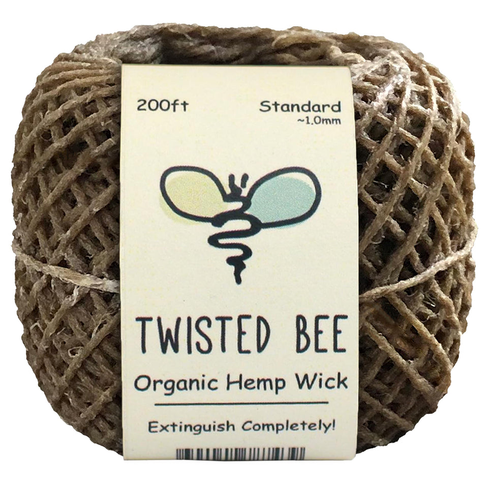 Twisted Bee hemp wick 200ft roll – beeswax-coated for steady burn.
