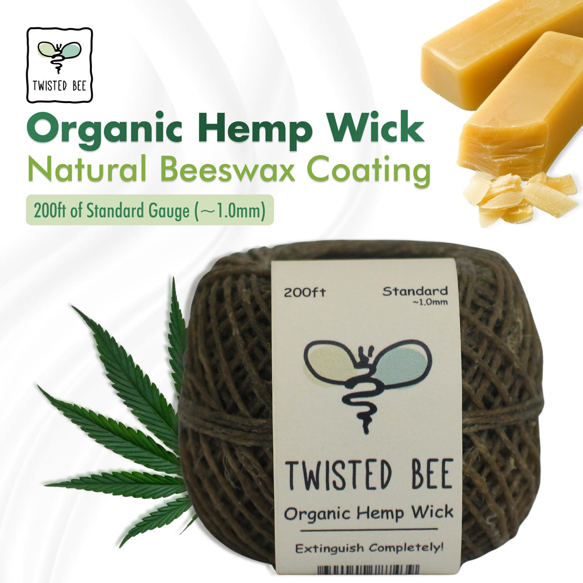 Undyed Twisted Bee hemp wick rolled, ready for candle making projects.
