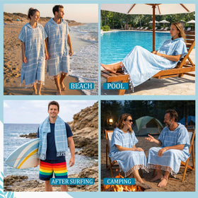 Twistover lightweight foldable beach poncho blue for easy packing