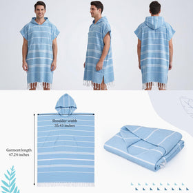 Twistover soft Turkish cotton poncho blue, quick-dry after swimming