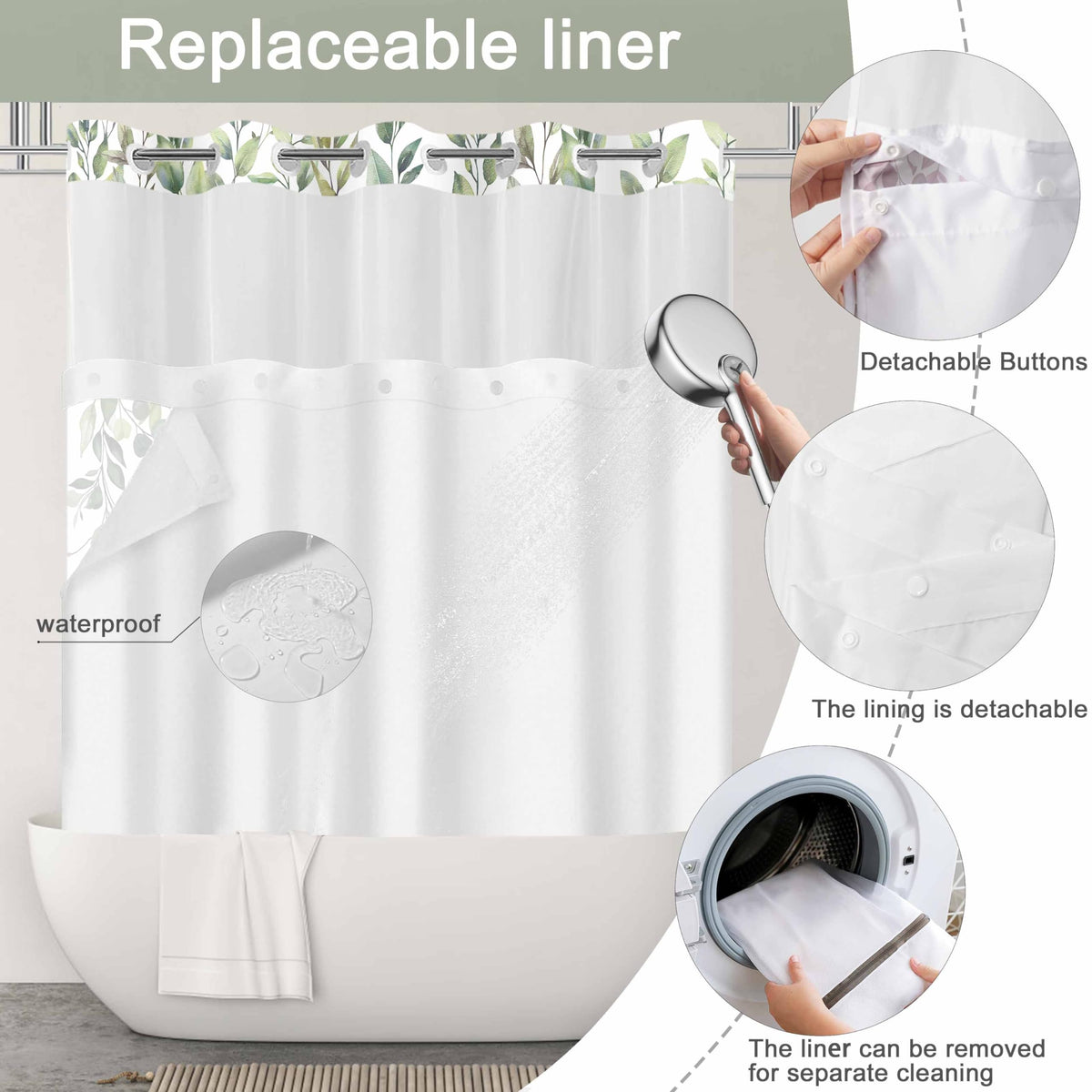 TWLSNCD eucalyptus floral print brings spa-like elegance to the bathroom.