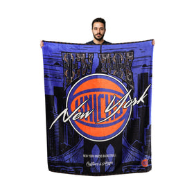 60 by 70 inch Two Hype Knicks throw provides full coverage.