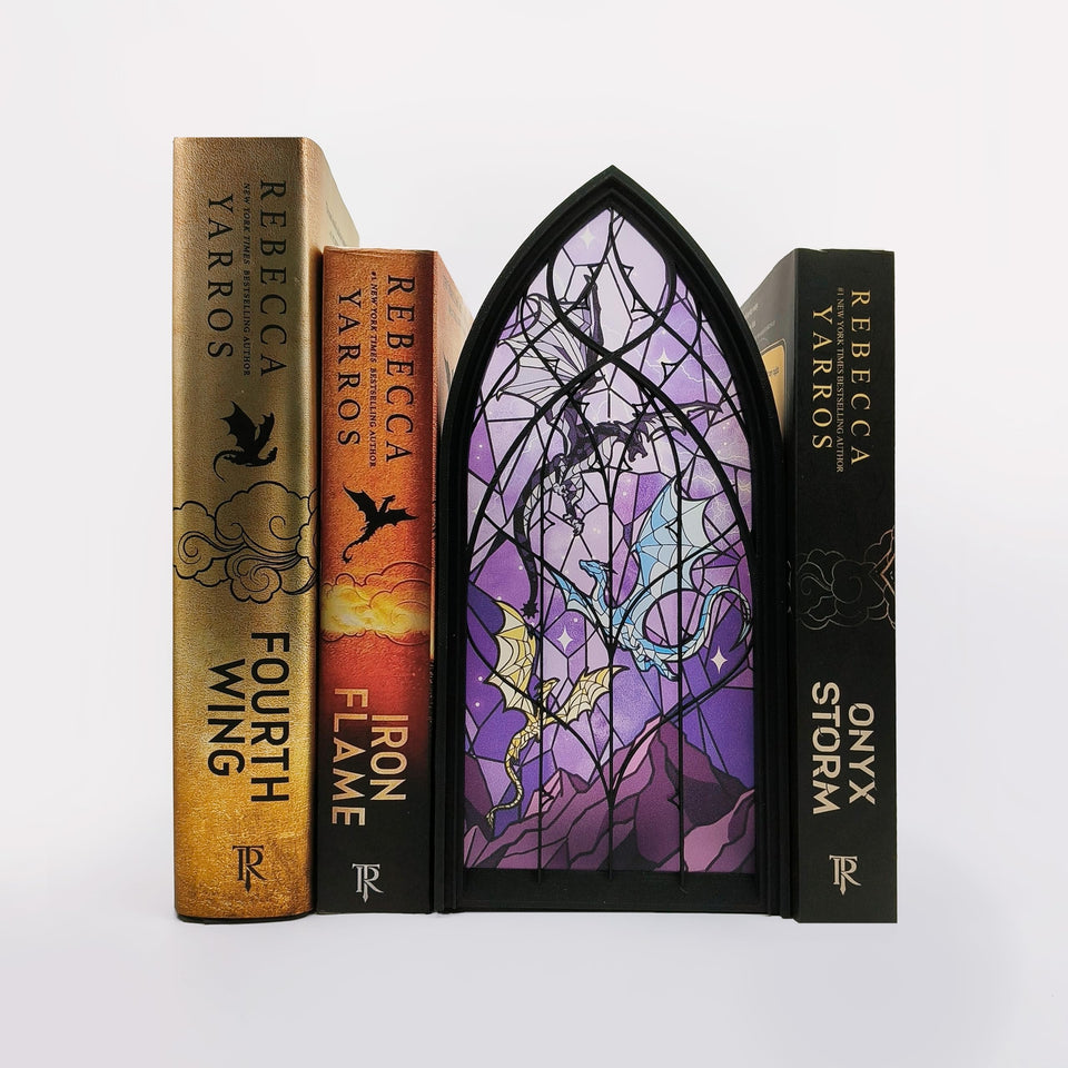 TwoDays Dragon Wing Nook with stained-glass dragon design for an eye-catching shelf display.