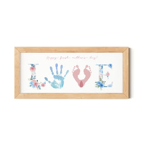 TwoDays first Mother's Day handprint frame with baby's handprint heart design.