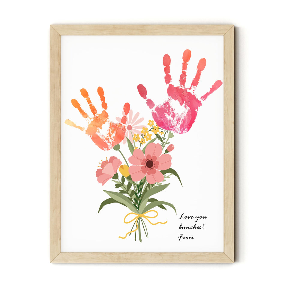 TwoDays flower bouquet handprint card ready for display as a keepsake