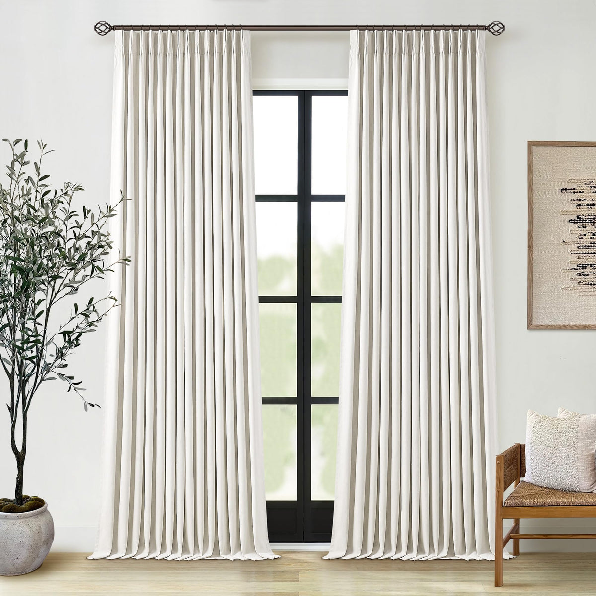 TWODRAPES pinch-pleat linen close-up showing refined light control