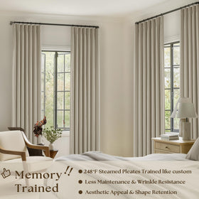 TWODRAPES Back-tab drapes provide a clean, casual look with hidden rod.