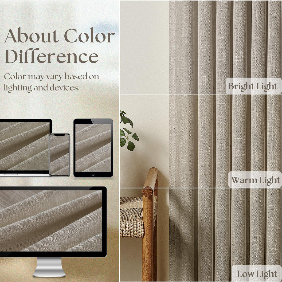 TWODRAPES back-tab design hides the rod for a clean, casual look.