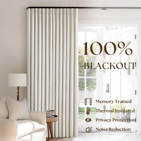 TWODRAPES back-tab linen curtains provide a clean, seamless look for living rooms.