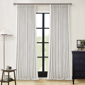 TWODRAPES beige-white pinch pleat curtains 2-panel 96-inch for privacy and light control.