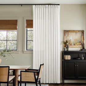 TWODRAPES beige white pinched pleated curtains 40x92 add refined texture and gentle light diffusion.
