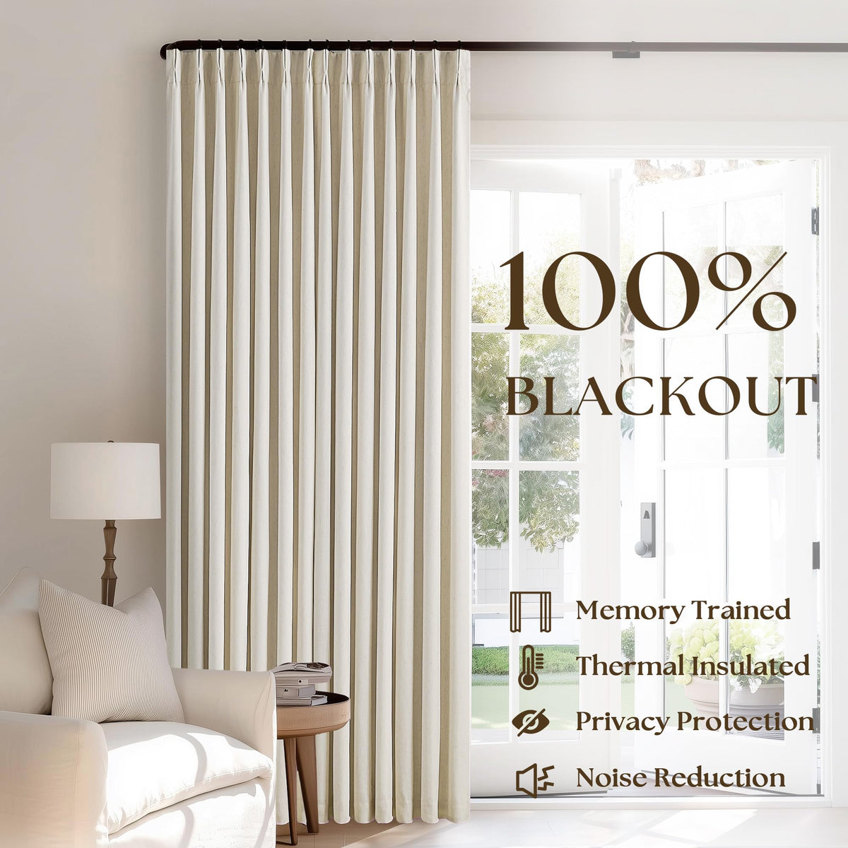 TWODRAPES room setup showcases room darkening ambiance and linen inspired aesthetics