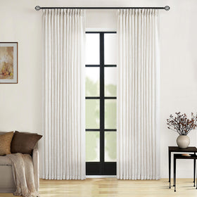 TWODRAPES Cream Ivory Linen Curtains front view for living room privacy