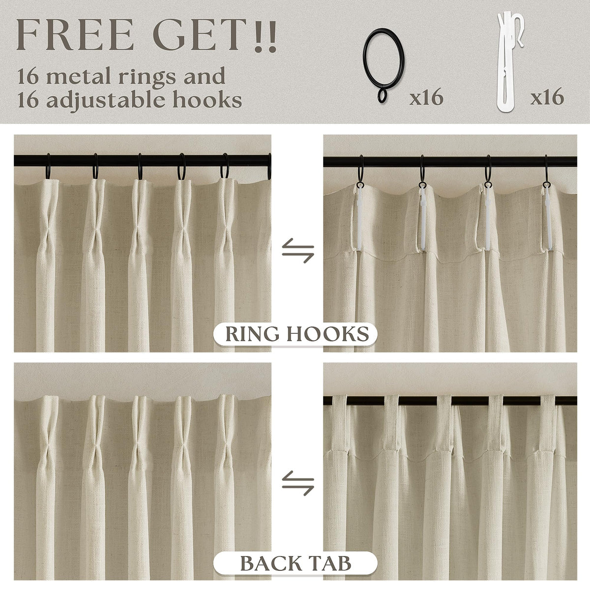 TWODRAPES back-tab hanging option creates a clean, streamlined look